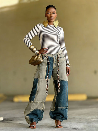 Cassidy Two-Tone Patchwork Jeans