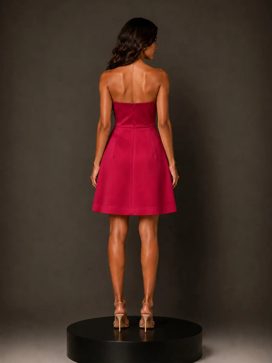 Annabelle 3D Floral Embroidered Strapless Mini Dress