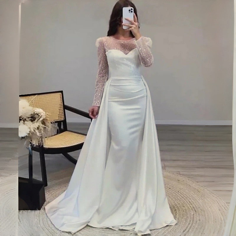 Long Sleeve Sequin Evening Gown