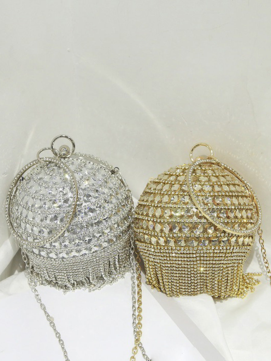 Guinevere Rhinestone Tassel Sphere Bag