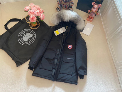 Canada Goose Children Jacket Wolf Fur Black Polyester Cotton
