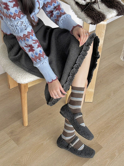 Rufia - Striped Mid-calf Capsule Socks for Women