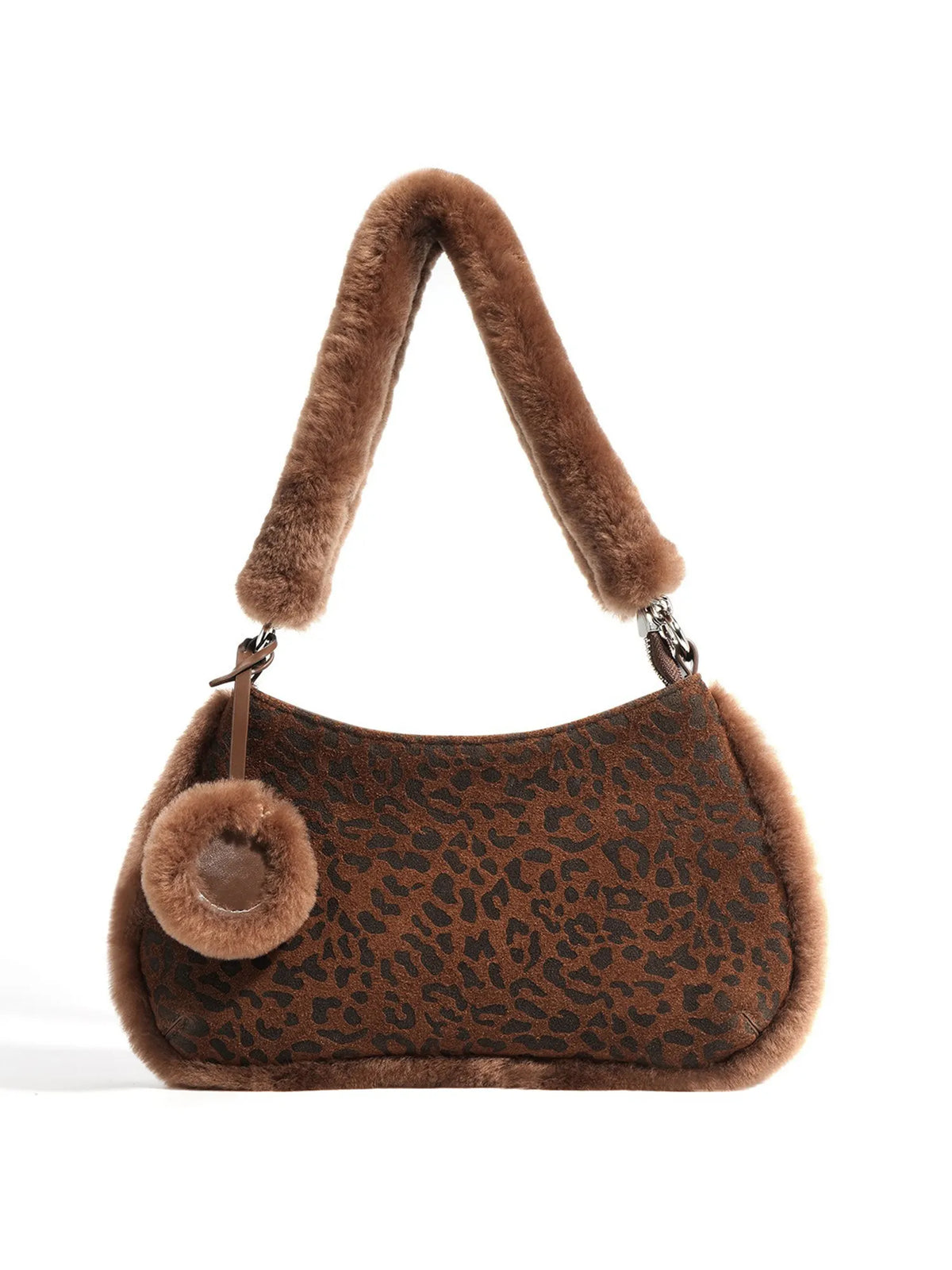 Alaina Leopard print plush trim underarm bag