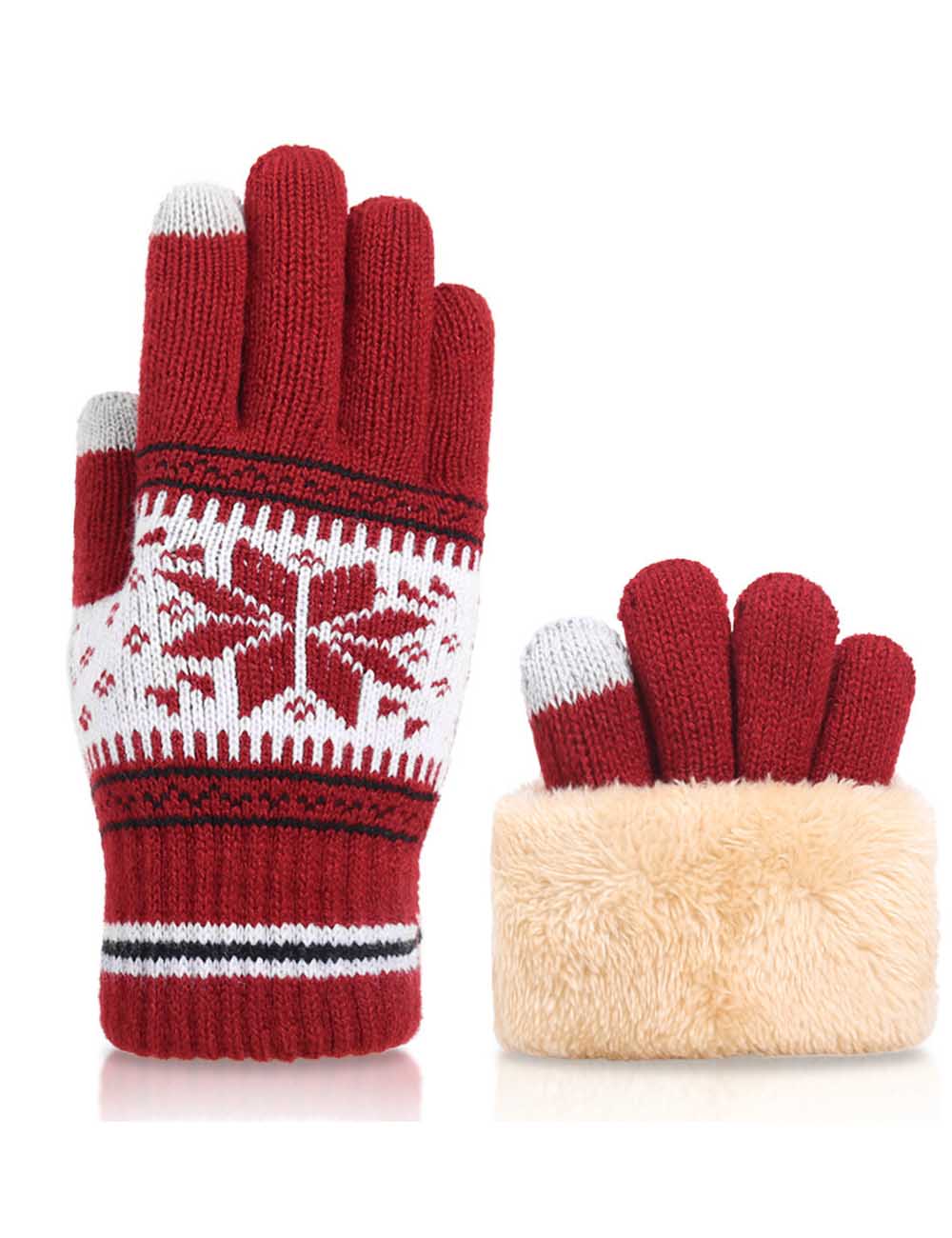 Winter Warm Snowflake Thicken Warm Knit Glove