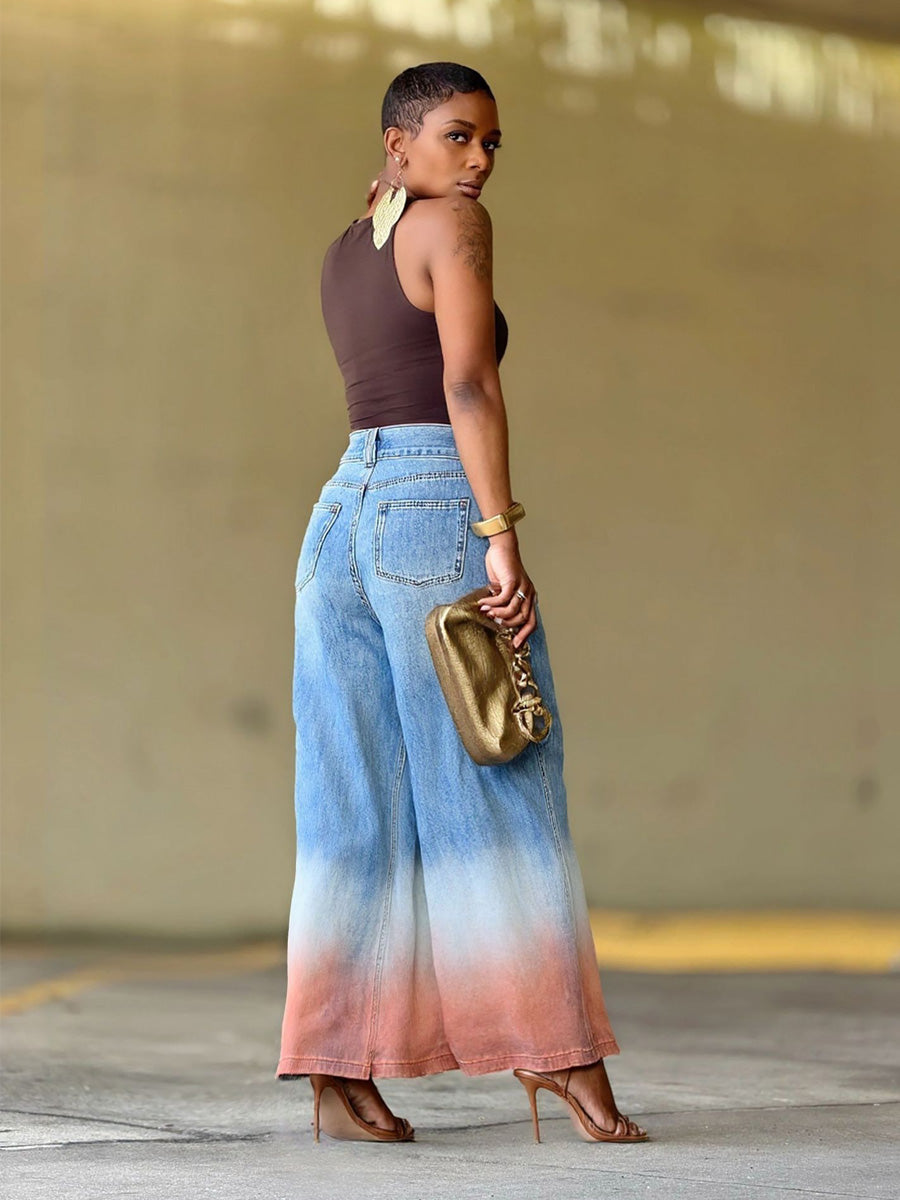 Celestia Gradient High-Waisted Jeans