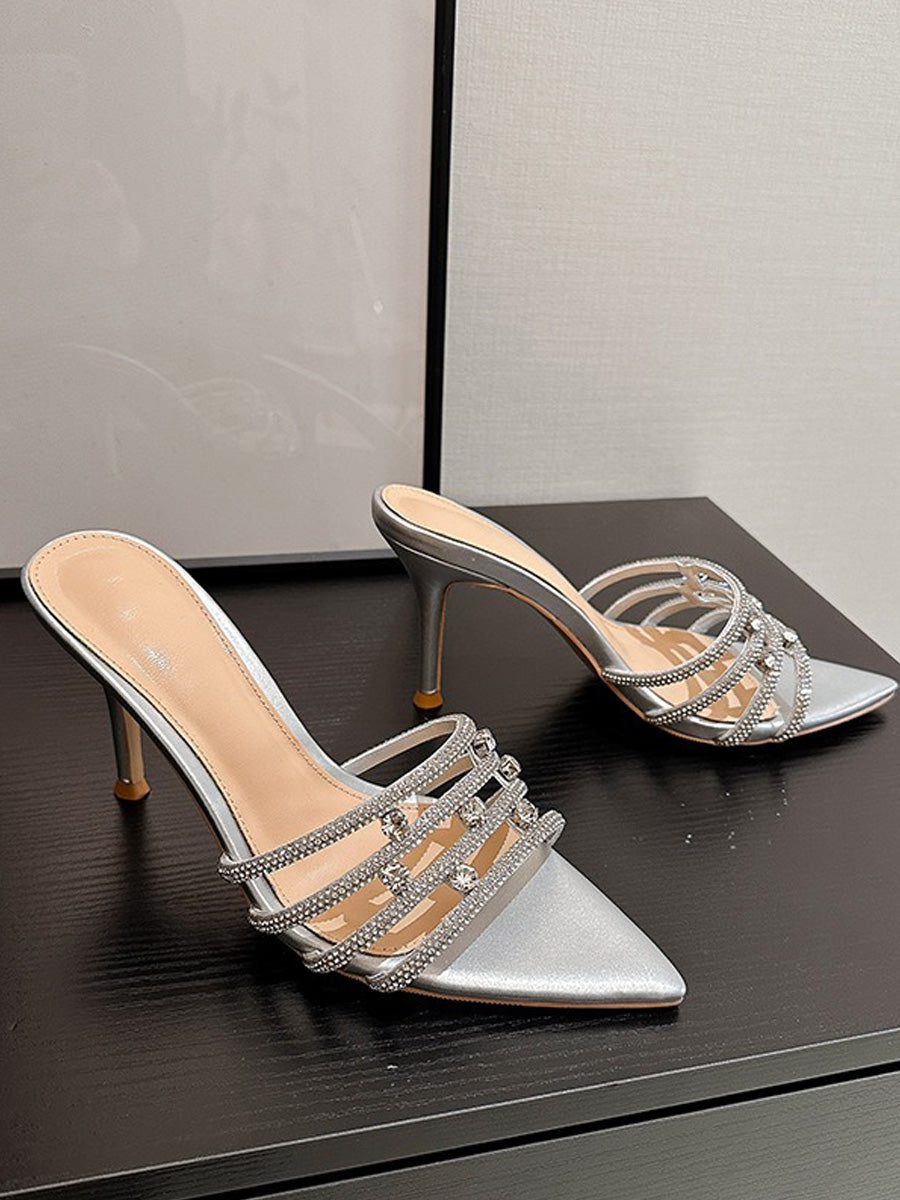 Raina Rhinestone High-Heel Slides