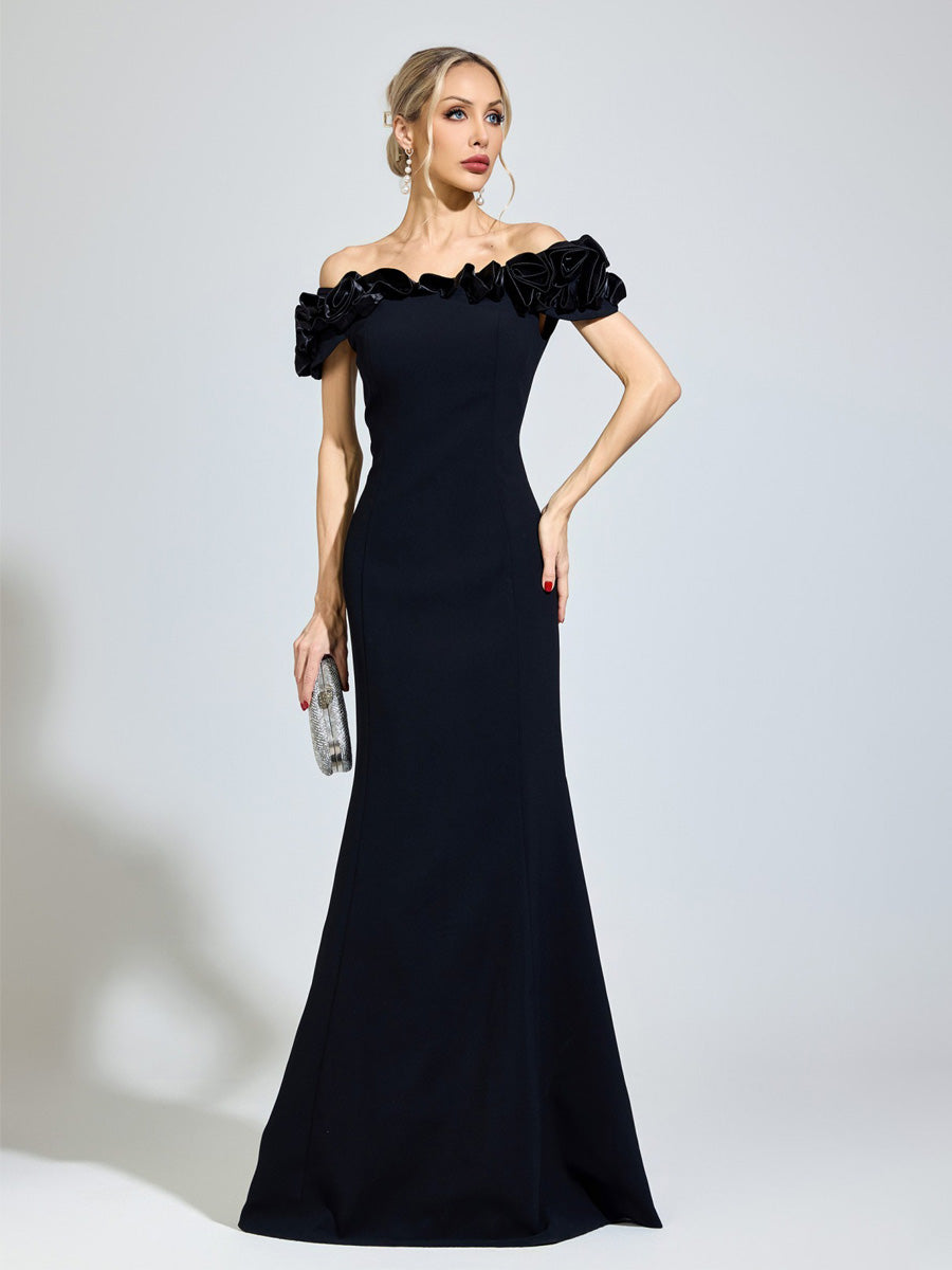 Celeste Black Floral Maxi Dress