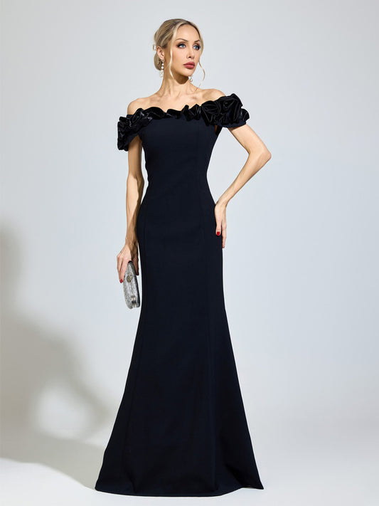 Celeste Black Floral Maxi Dress
