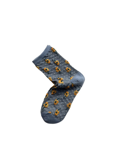 Rufia - Floral Embossed Bohemian Mid-Crew Socks