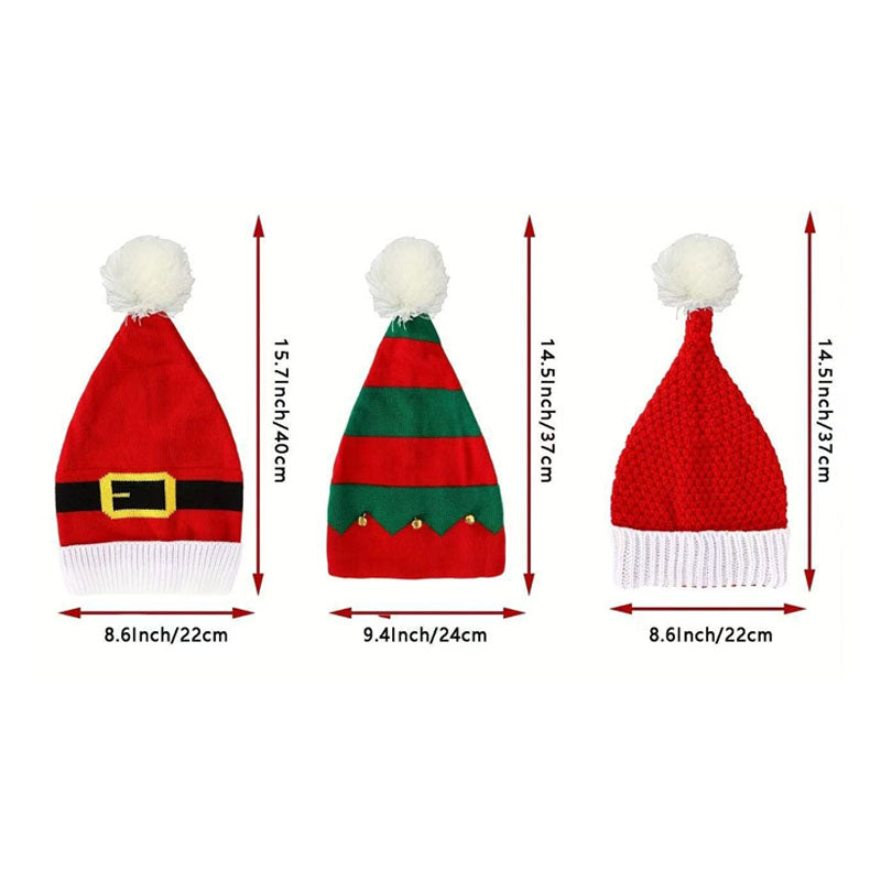 Winter Cable Knit Christmas Beanie Hat With Pom