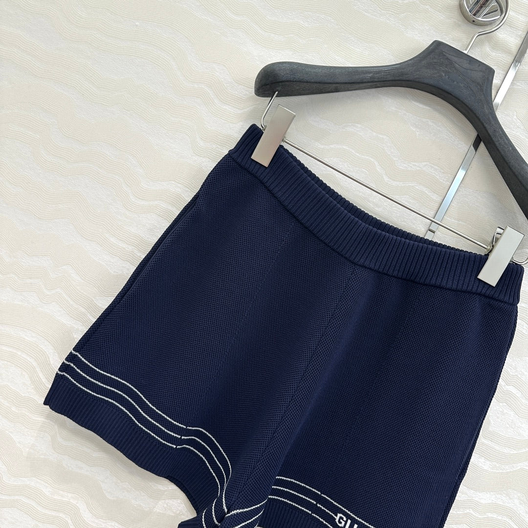 Gucci Knitted Shorts Dark Blue Viscose