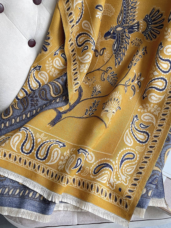 Contrast Color Flower Print Shawl&Scarf