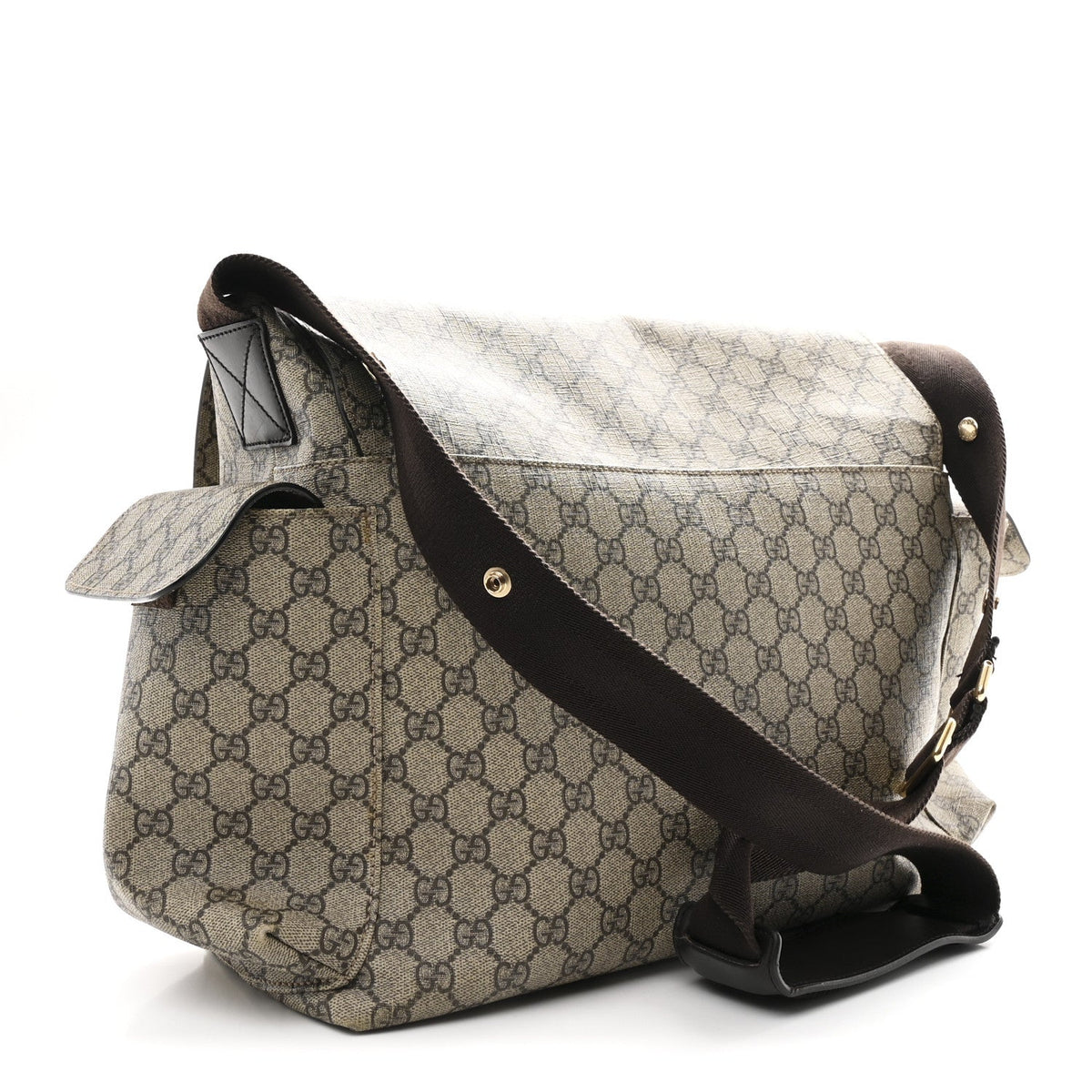 GG Plus Monogram Messenger Diaper Bag Dark Brown