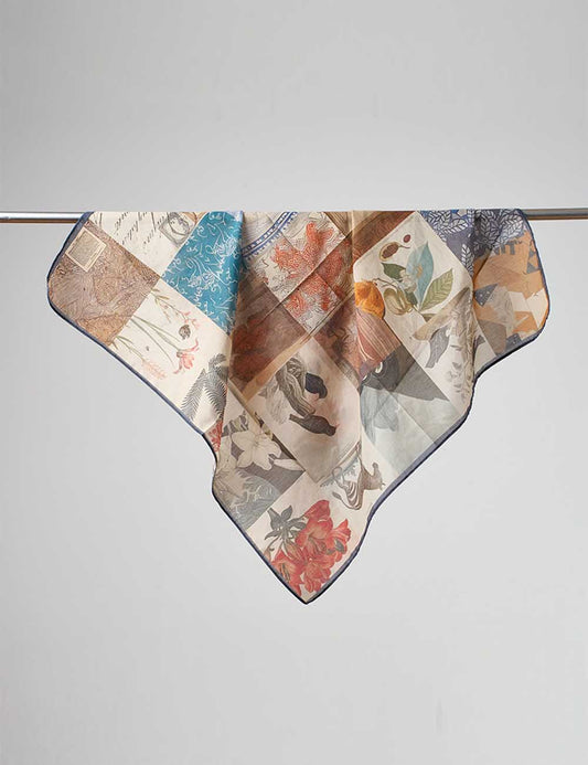 Flower Print Breathable Soft Silk Scarf