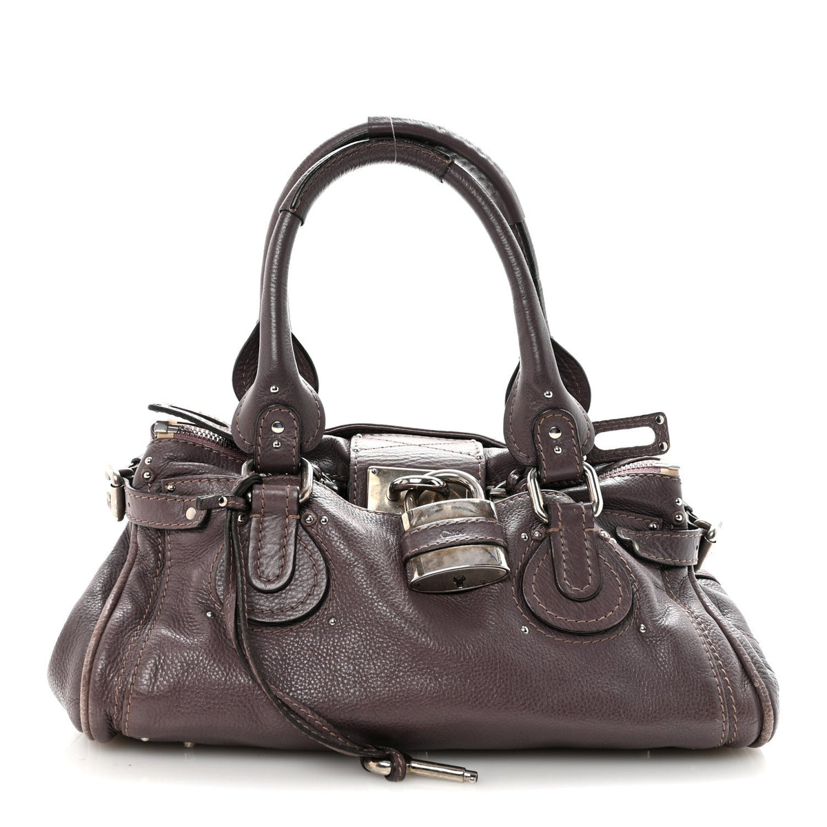 Calfskin Medium Paddington Satchel Purple