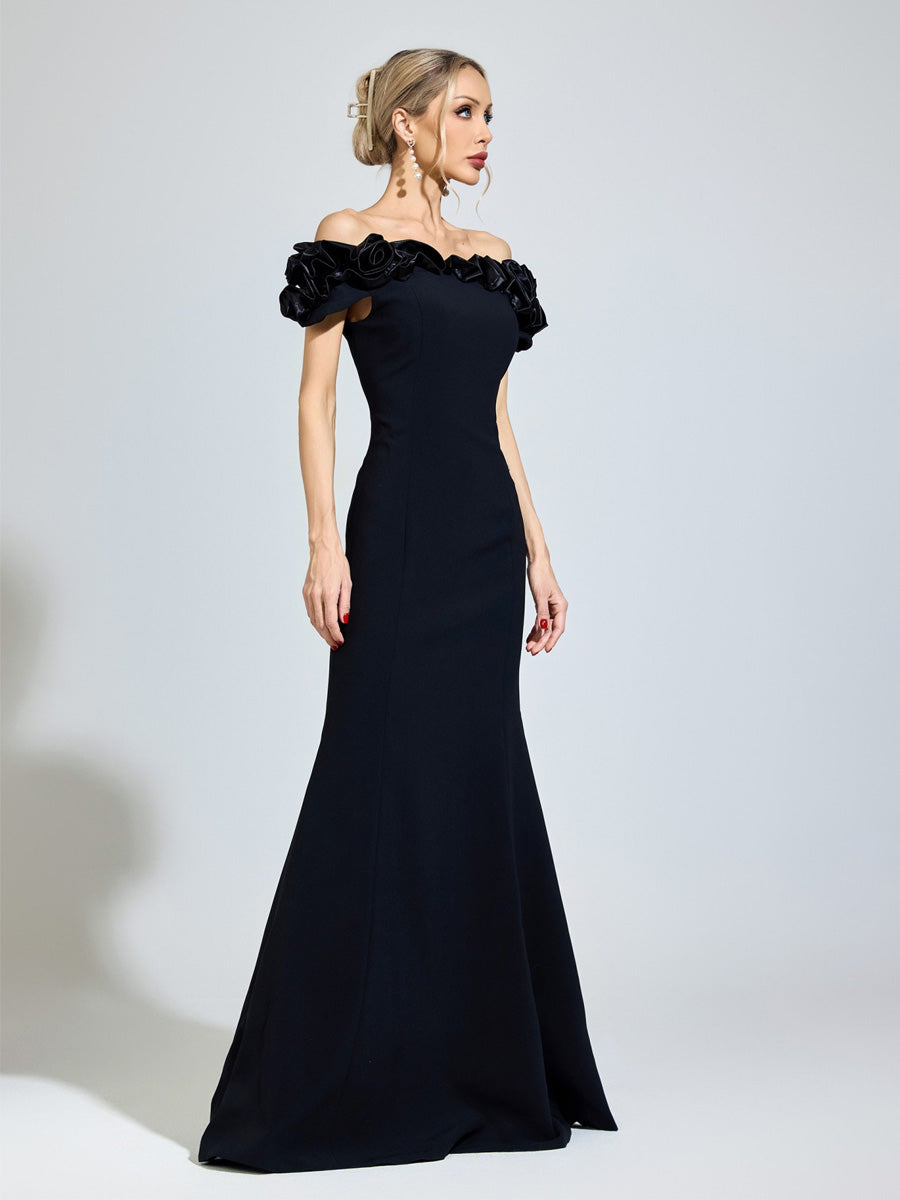 Celeste Black Floral Maxi Dress
