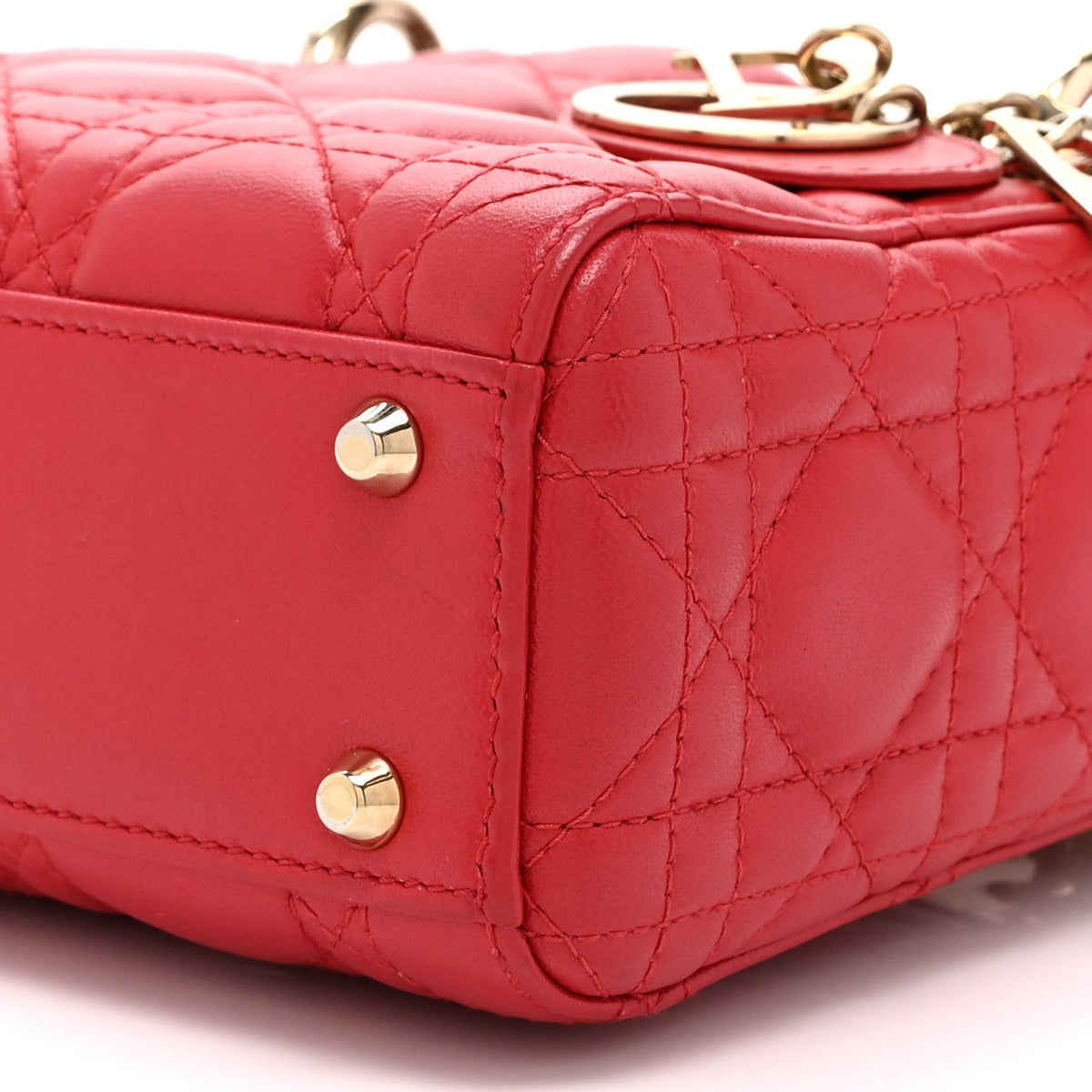 Lambskin Cannage Mini Lady Dior Red