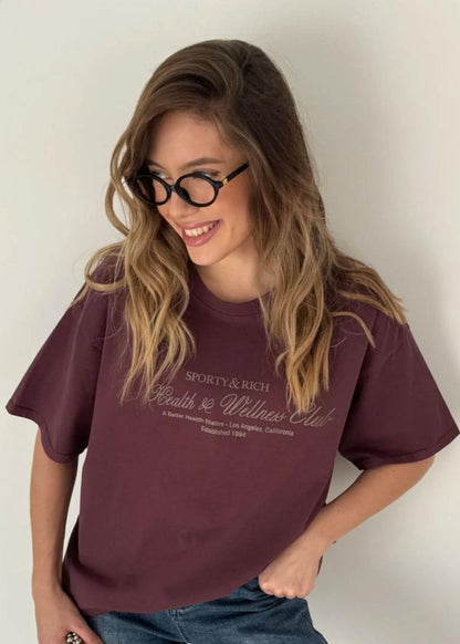 Oversized Cotton T Shirt with Vintage Print