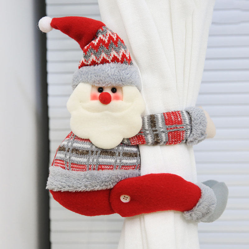 2pcs Cartoon Snowman Santa Christmas Curtain Tiebacks