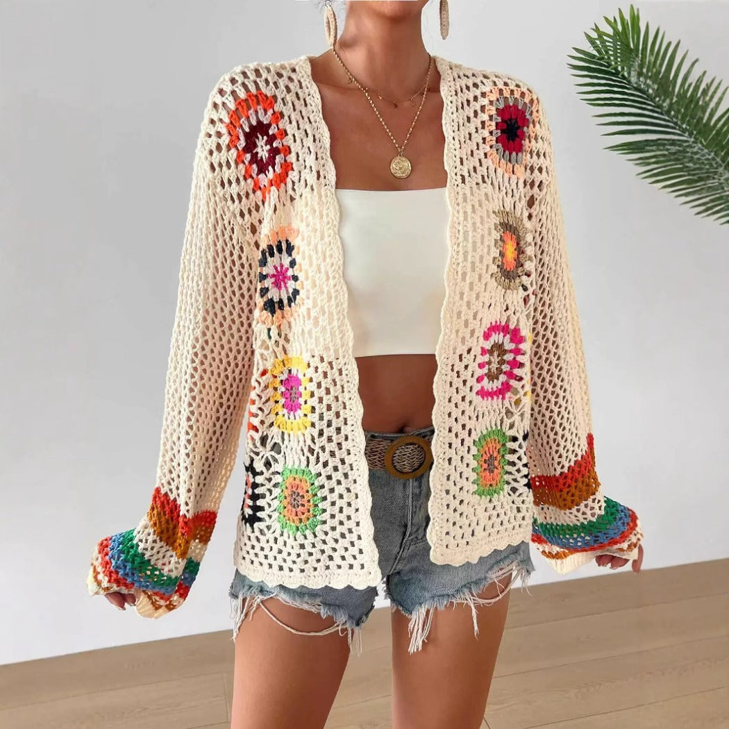 Crosa - Bohemian Rainbow Crochet Cardigan