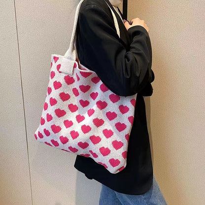 Crochet Tote Bag Love Bag Large Capacity Tote Bag