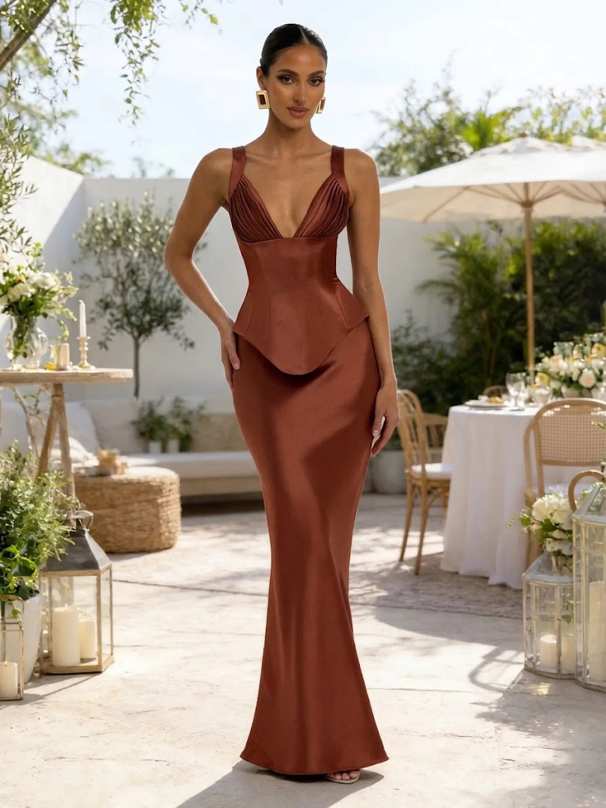 Kaia Ruched Corset Mermaid Maxi Skirt Set