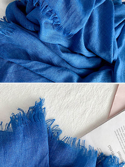Casual Simple Ramie Cotton 14 Colors Scarf