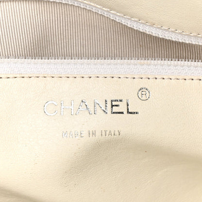 Lambskin Stitched Chocolate Bar Shoulder Bag White