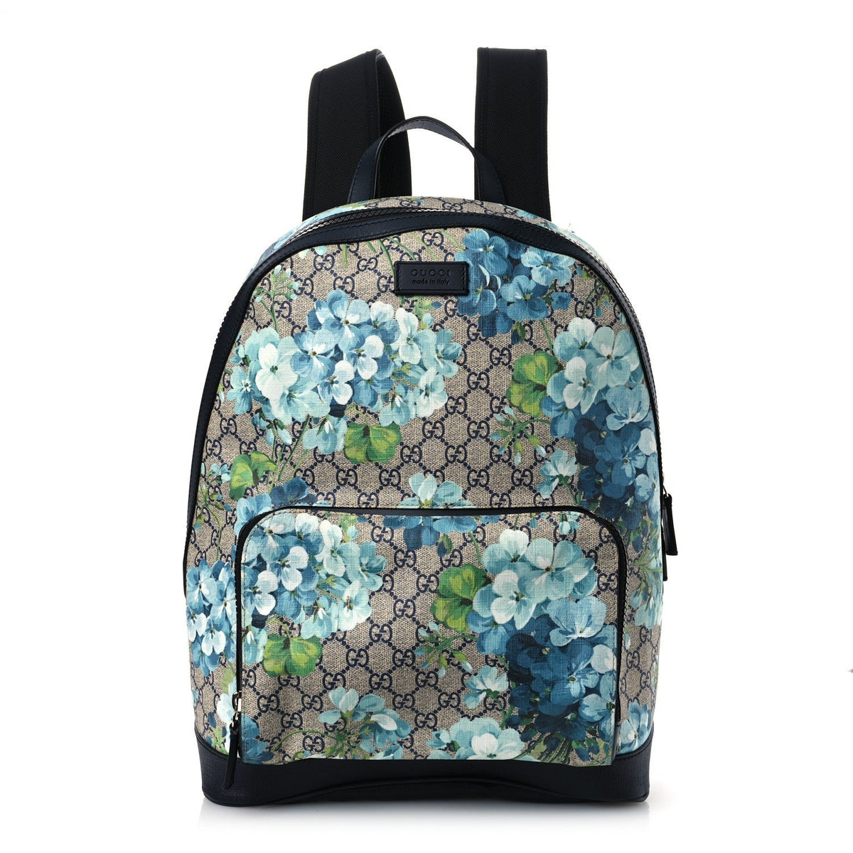GG Supreme Monogram Blooms Medium Day Backpack Beige Blue Navy