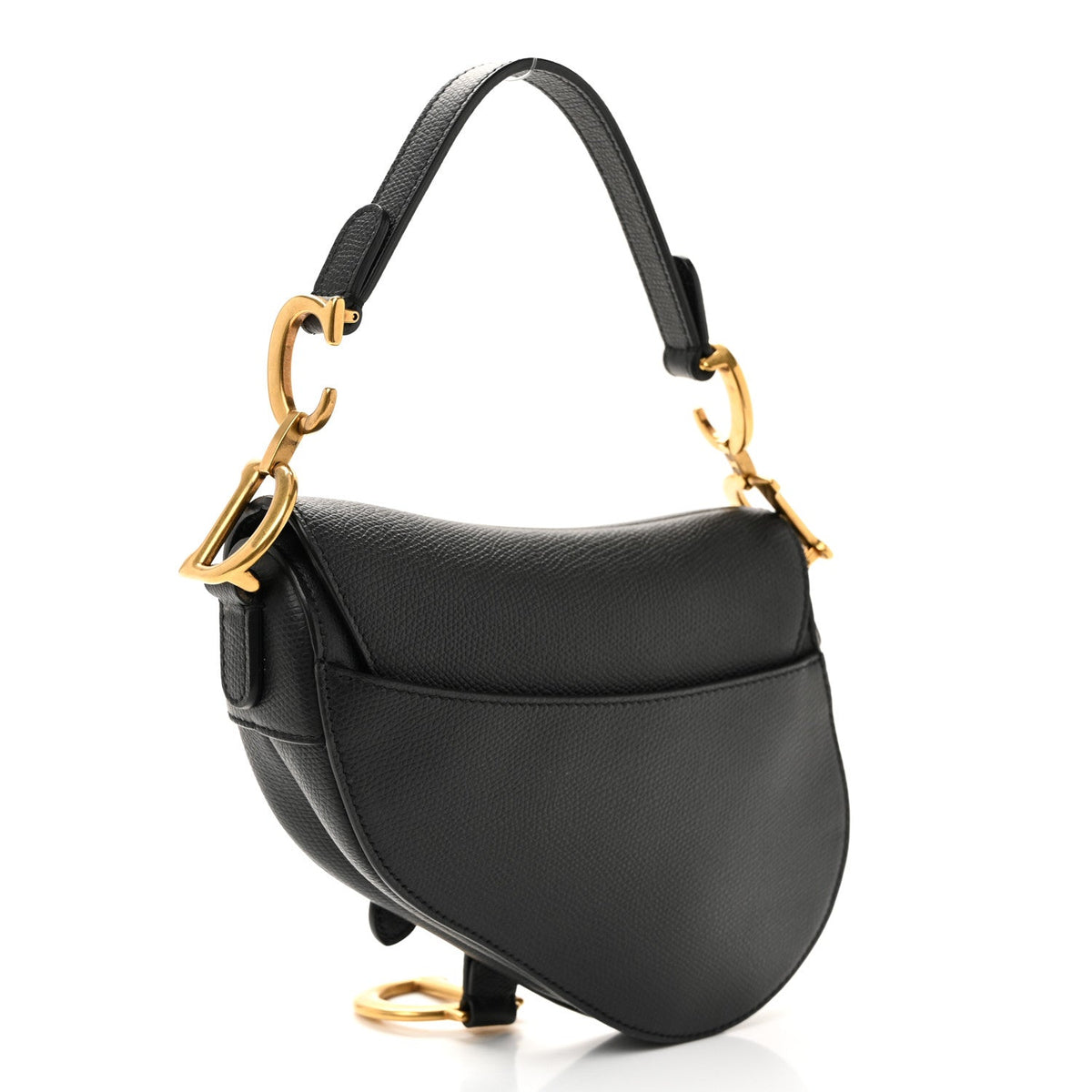Grained Calfskin Mini Saddle Bag Black
