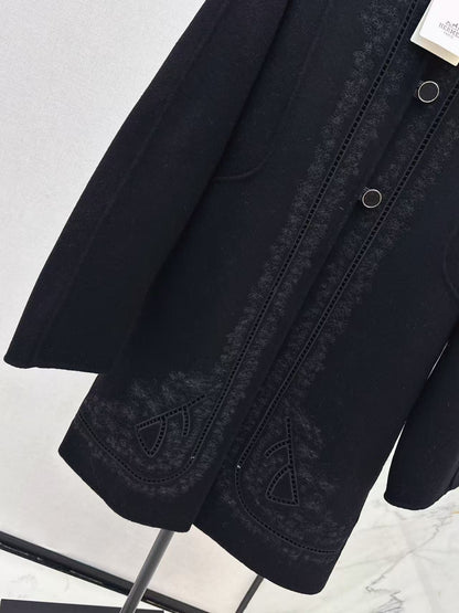 HM Couture Embroidered Cashmere  Long Coat