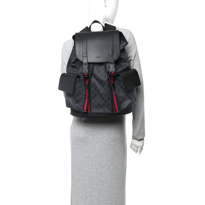 Soft GG Supreme Monogram Calfskin Web Double Buckle Backpack Black
