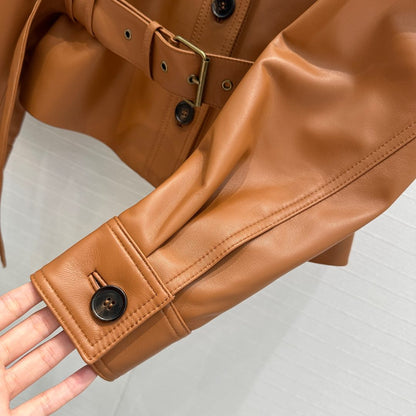 YSL Waistcoat Jacket Caramel Brown Sheepskin