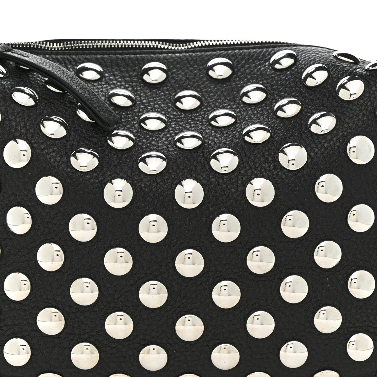 Pebbled Sport Calfskin Studded Elena Black