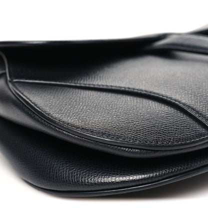 Grained Calfskin Saddle Bag Black