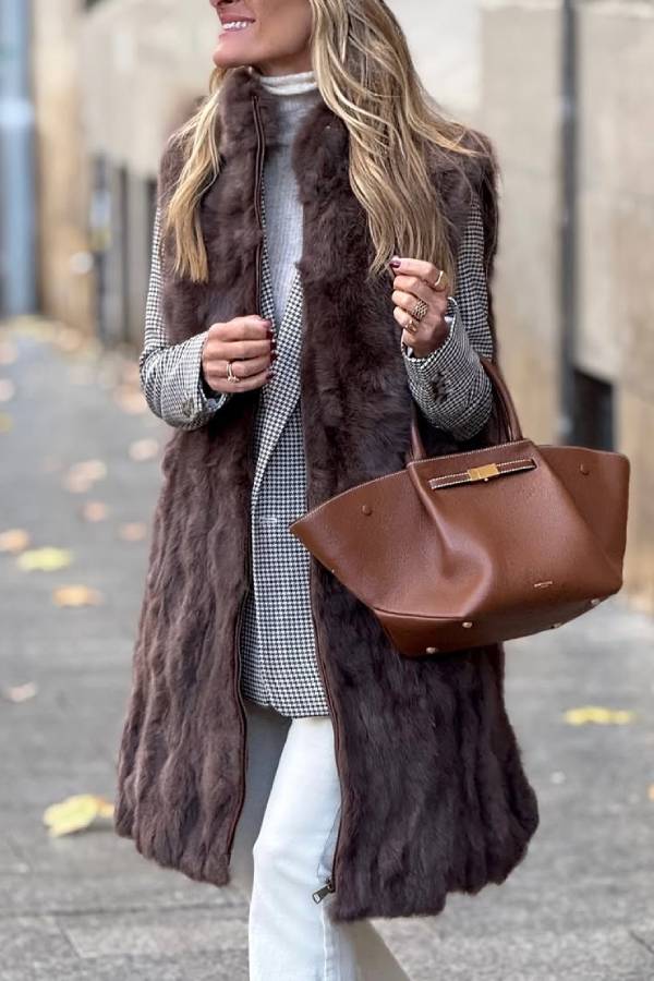 3\/4 Chocolate Fur Vest