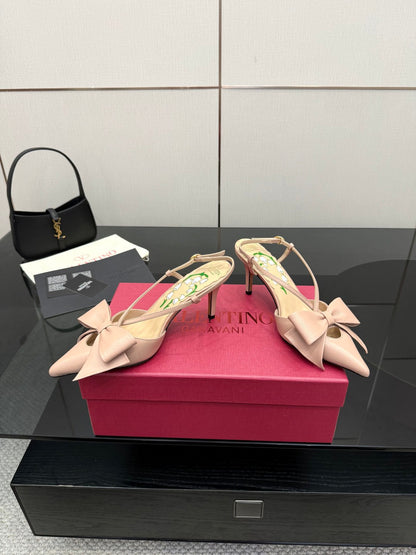 VT Bowow Slingback Pumps 85mm Pink Leather