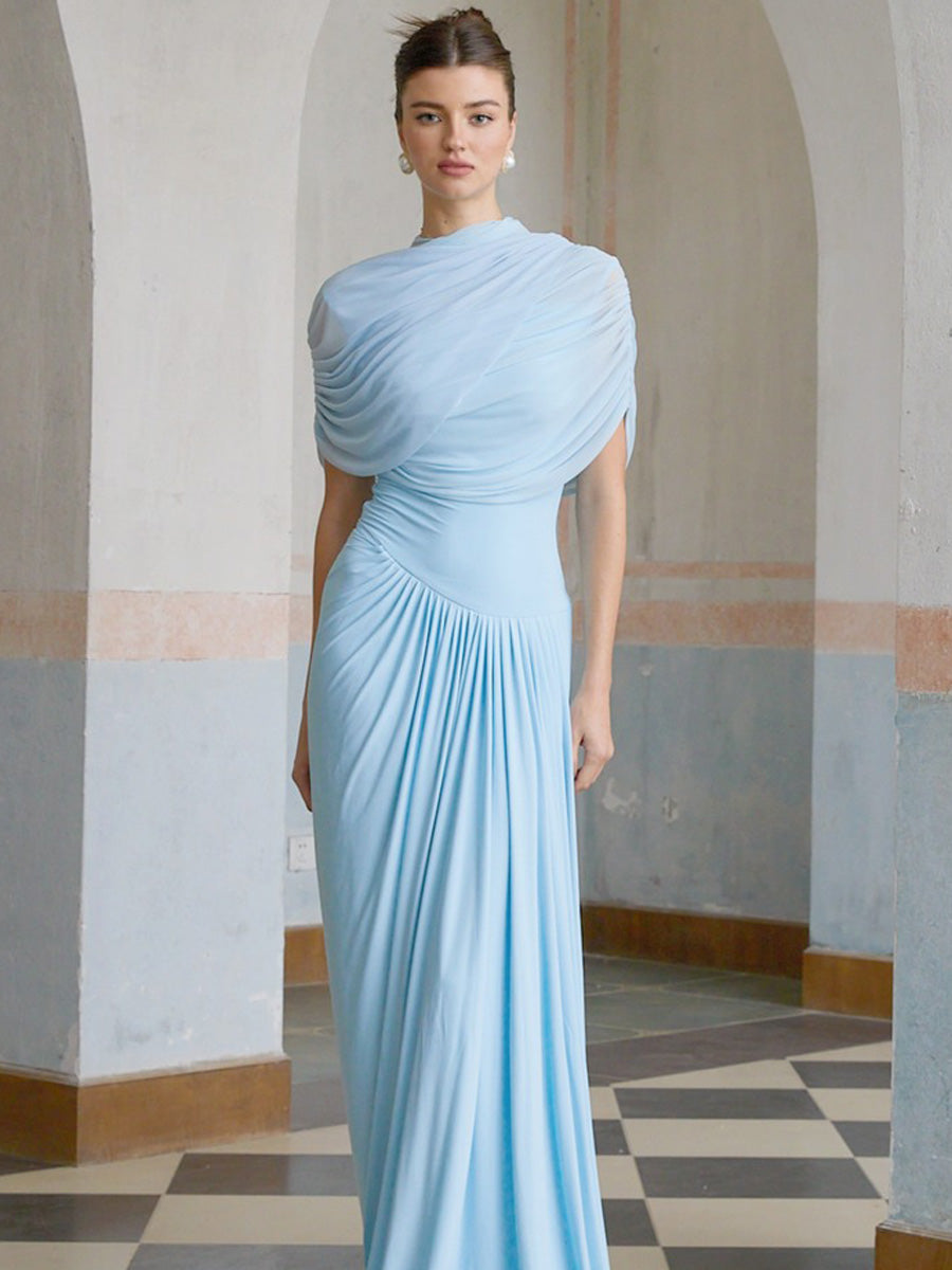 Harper Asymmetrical Pleated Maxi Dress