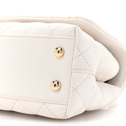 Caviar Quilted Extra Mini Coco Handle Flap White