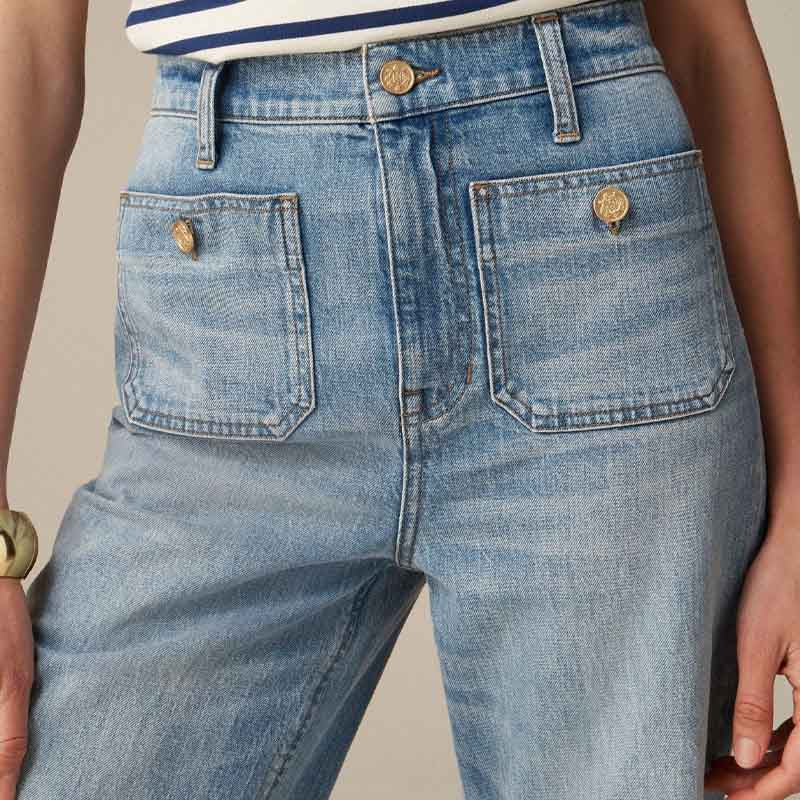 Simple Mid Waist Wide Leg Denim Pants