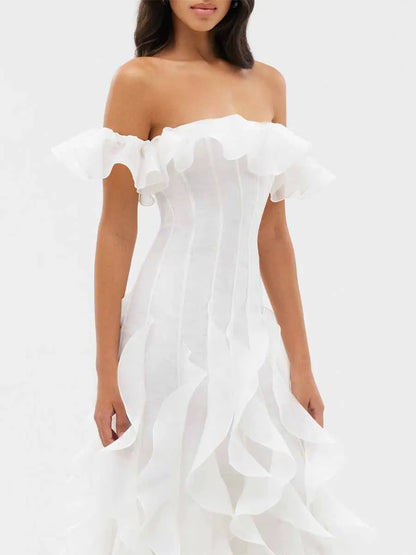 Elena One-Shoulder Ruffled Maxi Dress
