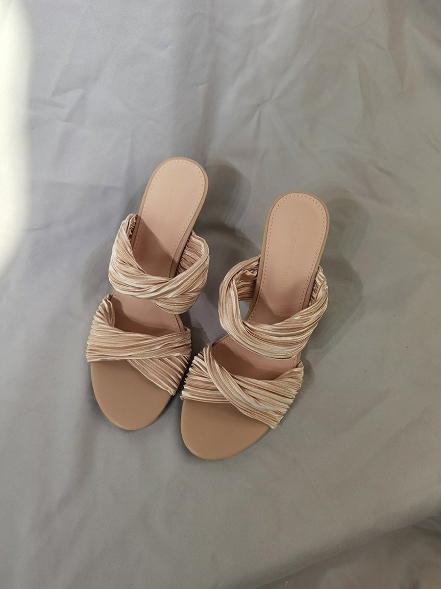 Rose Ruched High-Heeled Sandals