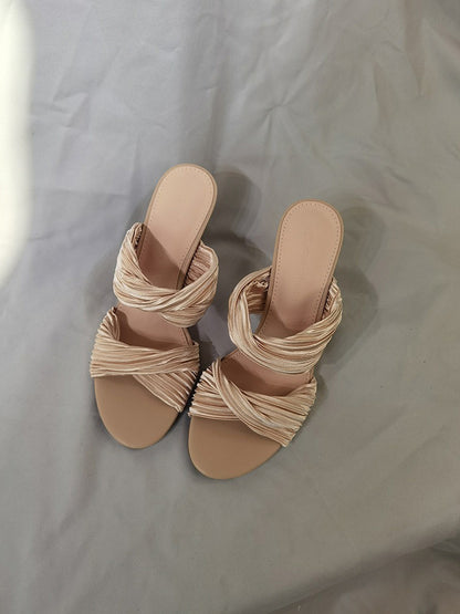 Rose Ruched High-Heeled Sandals