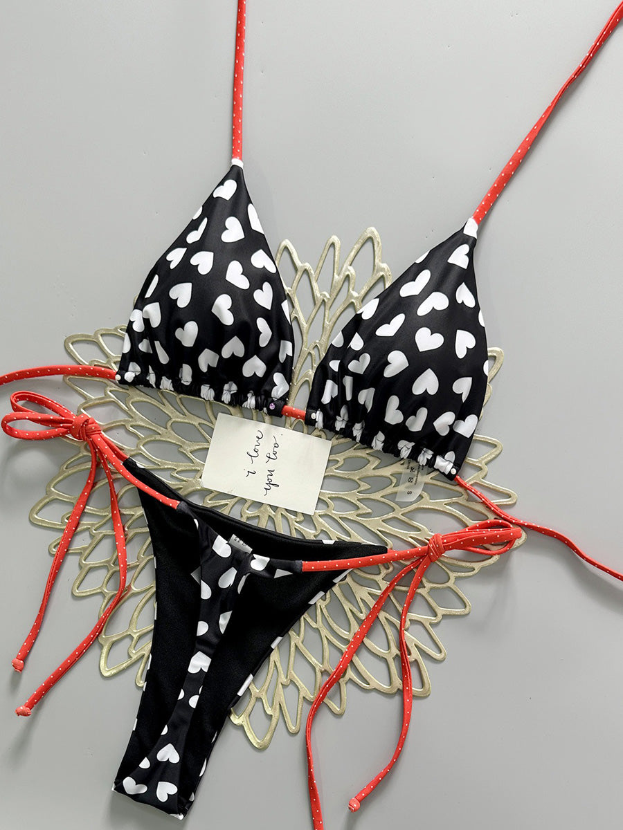 Adelaide Heart-Print Bikini Two Piece Set