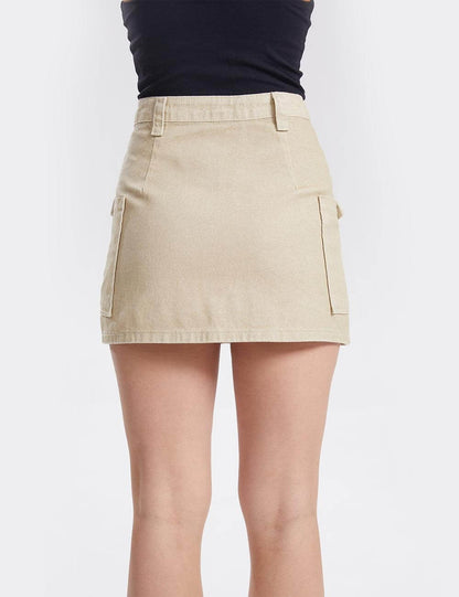 Pocket Solid Color Mini Skirts