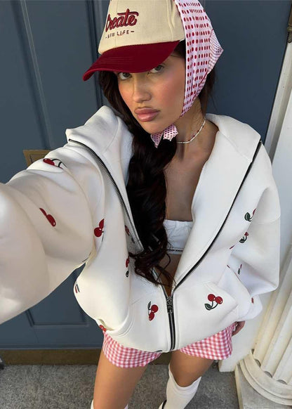 Oversized Zip Up Hoodie With Puff Sleeves
