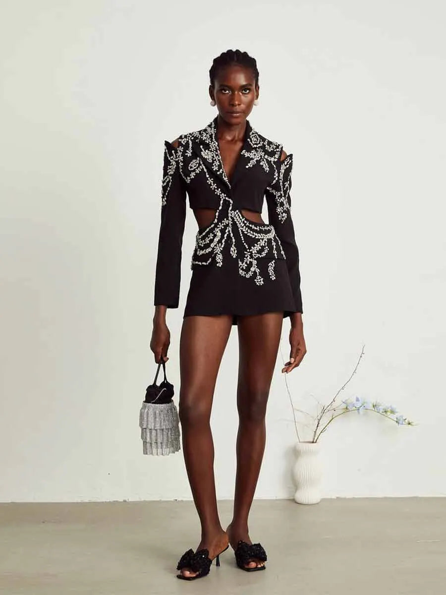 Cassandra Crystal-embellished Cut-out Blazer