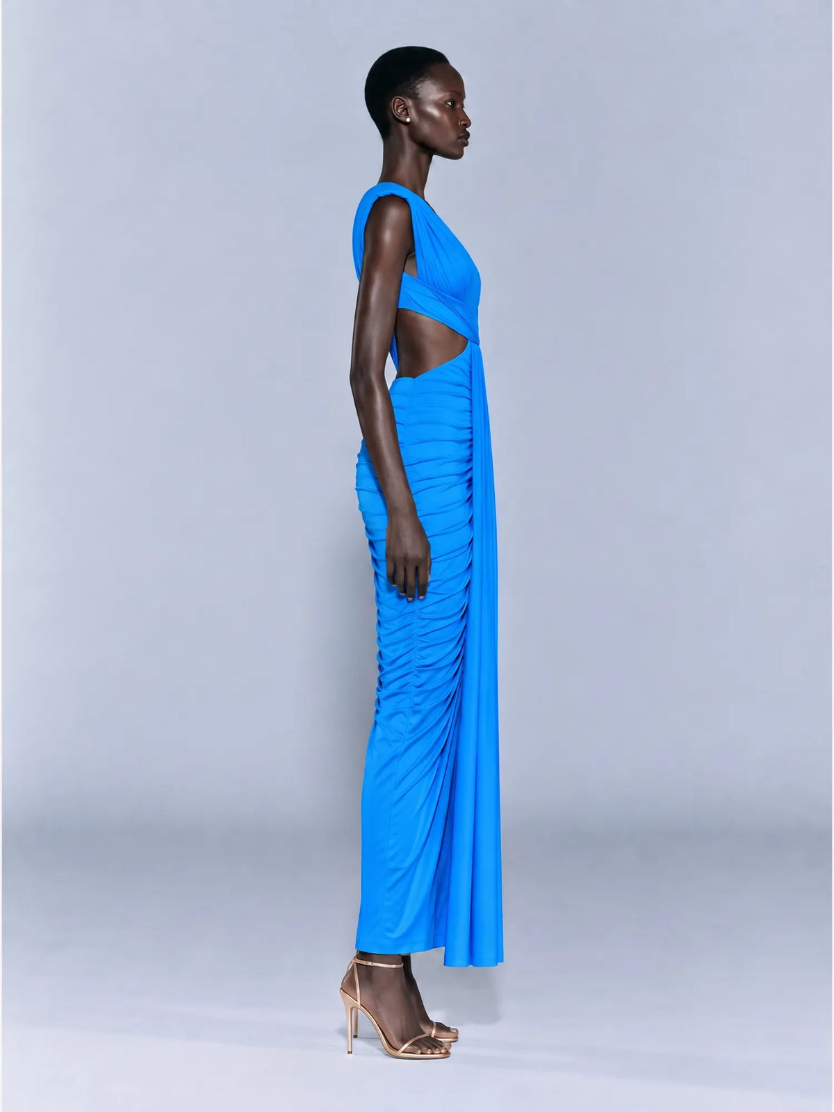 Evelyn Pleated Openwork Maxi Dress