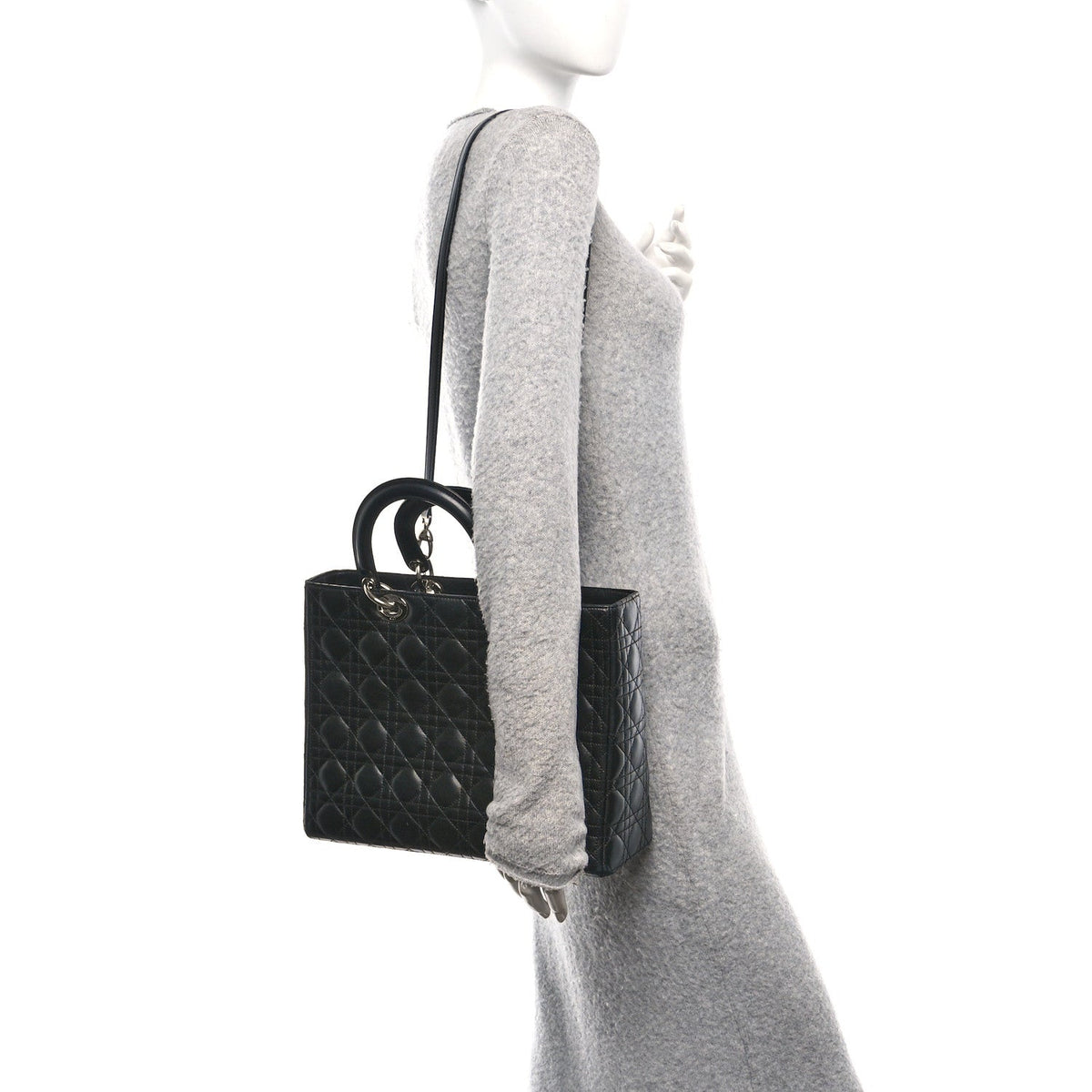 Lambskin Cannage Large Lady Dior Black