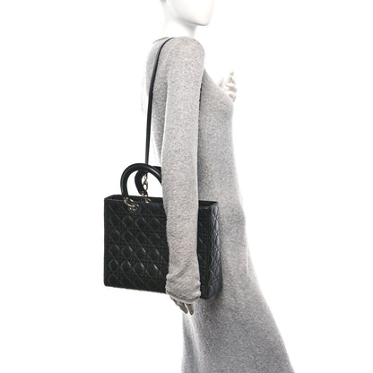 Lambskin Cannage Large Lady Dior Black